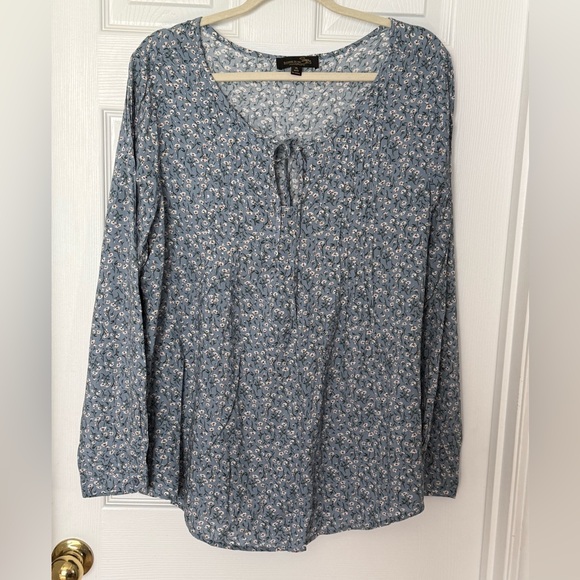 Suzanne Betro Blue Floral Peasant Top XL - Picture 1 of 11